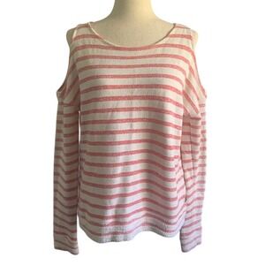 Roxy Cotton Cold Shoulder Top M Striped Coastal Preppy Nautical Hamptons Summer